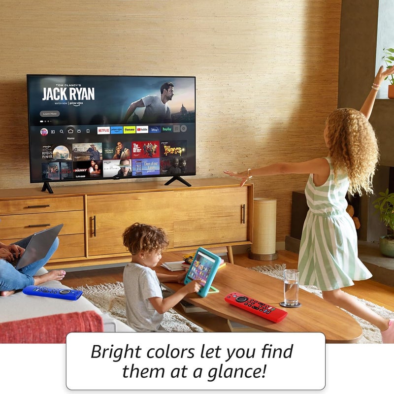 OneBom (2 Pack) Silicone TV Remote Cover, (6.2 Inch*1.5 Inch) Glow in The Dark, Anti Slip Silicone Protective Case with Lanyard(Red&Deep Blue) - Image 3